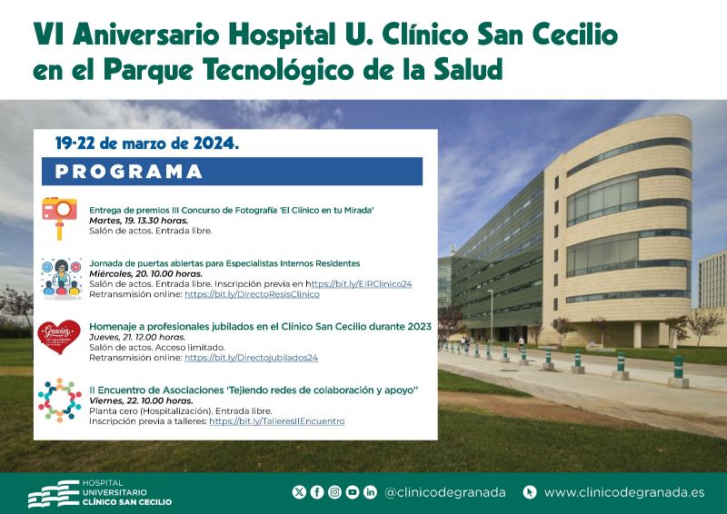 El Clínico San Cecilio conmemora con un extenso programa de actividades su sexto aniversario en el Parque Tecnológico de la Salud