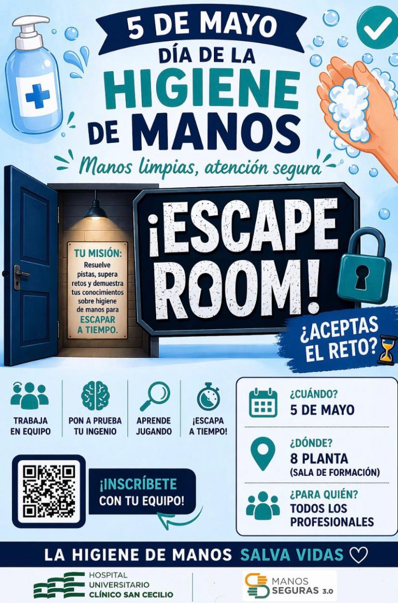 El Clínico San Cecilio invita a sus profesionales a participar en un escape room por el Día de la Higiene de Manos